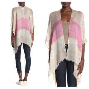 Calvin Klein Stripe Knit Beach Shawl Latte NWT